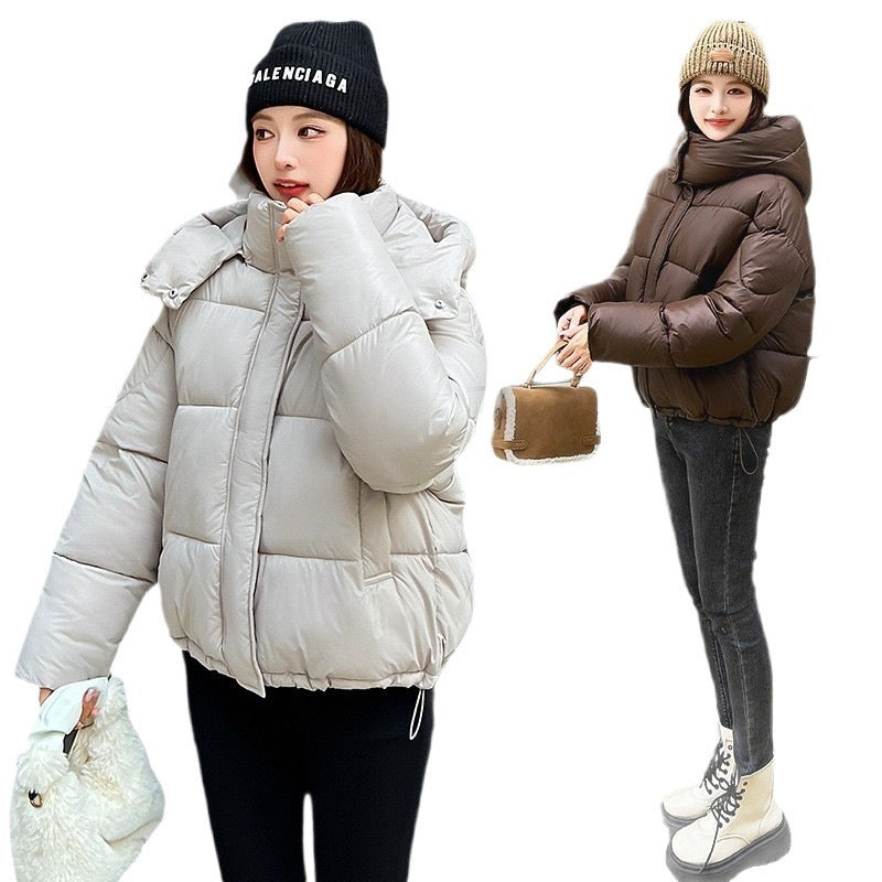 Women’s Fluffy Hooded Puffer Jacket – Warm Cotton Coat for Everyday Wear