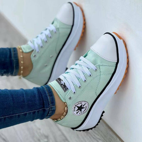 Casual Canvas Lace-Up Sporty Sneakers for Women