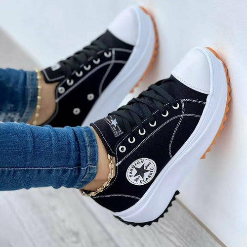Casual Canvas Lace-Up Sporty Sneakers for Women