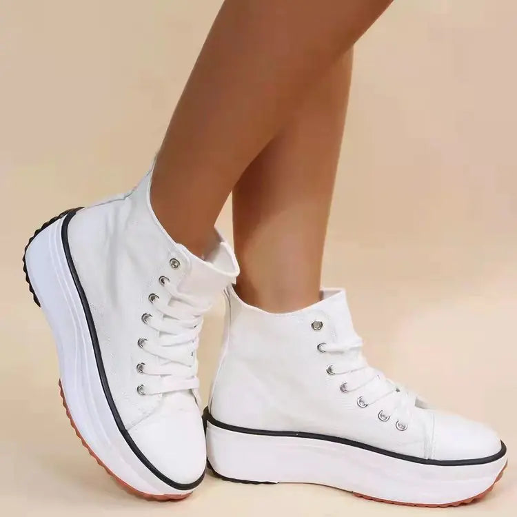 Sporty Thick-Soled Canvas Sneakers