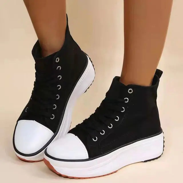 Sporty Thick-Soled Canvas Sneakers