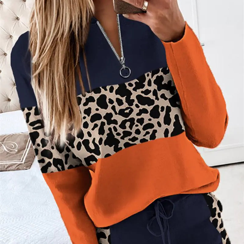 Chic Zipper Stitch Long-Sleeve Suit